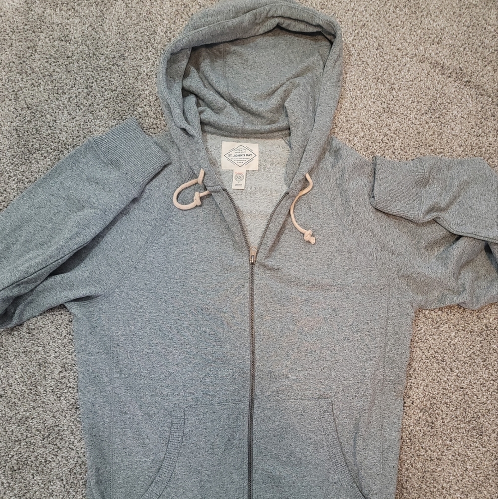 St . Johns Bay Men's Gray Cotton ZIppered Athletic Jacket Size S